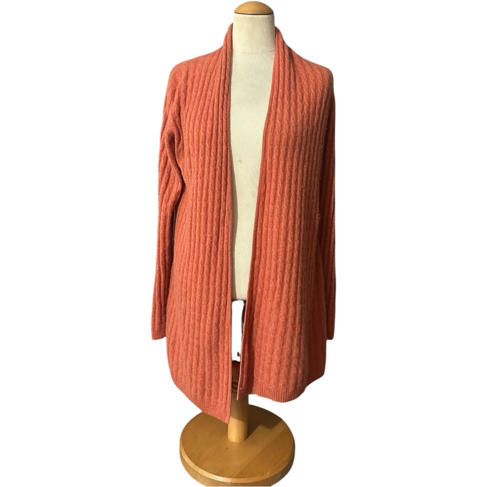 Laundry by Shelli Segal Cashmere Open Front Cardigan Orange XS